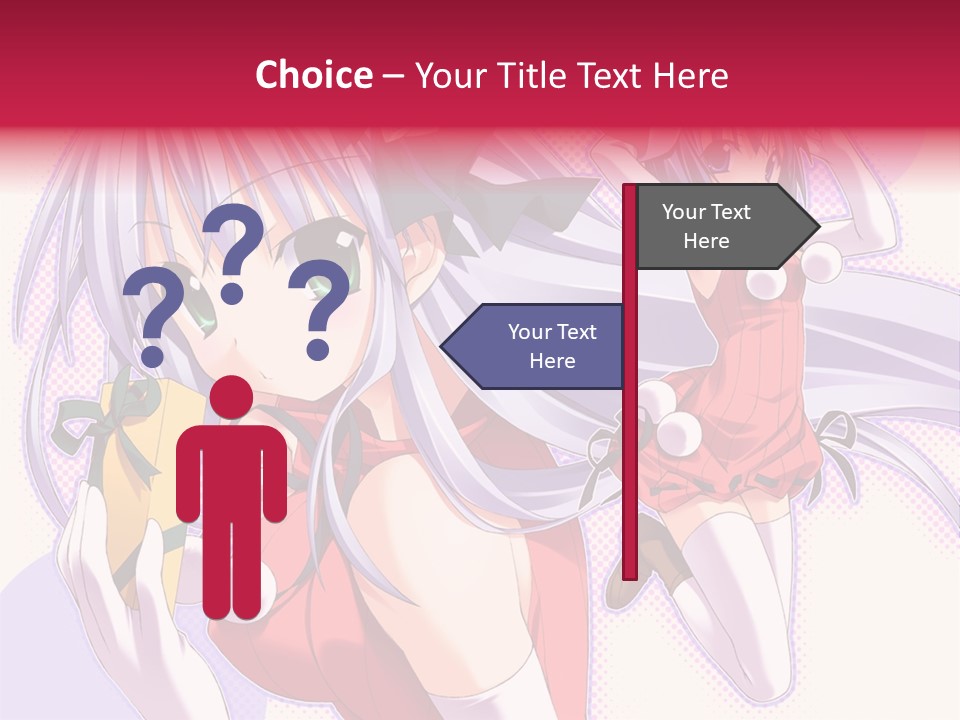 Two Anime Girls With Long White Hair And Green Eyes PowerPoint Template