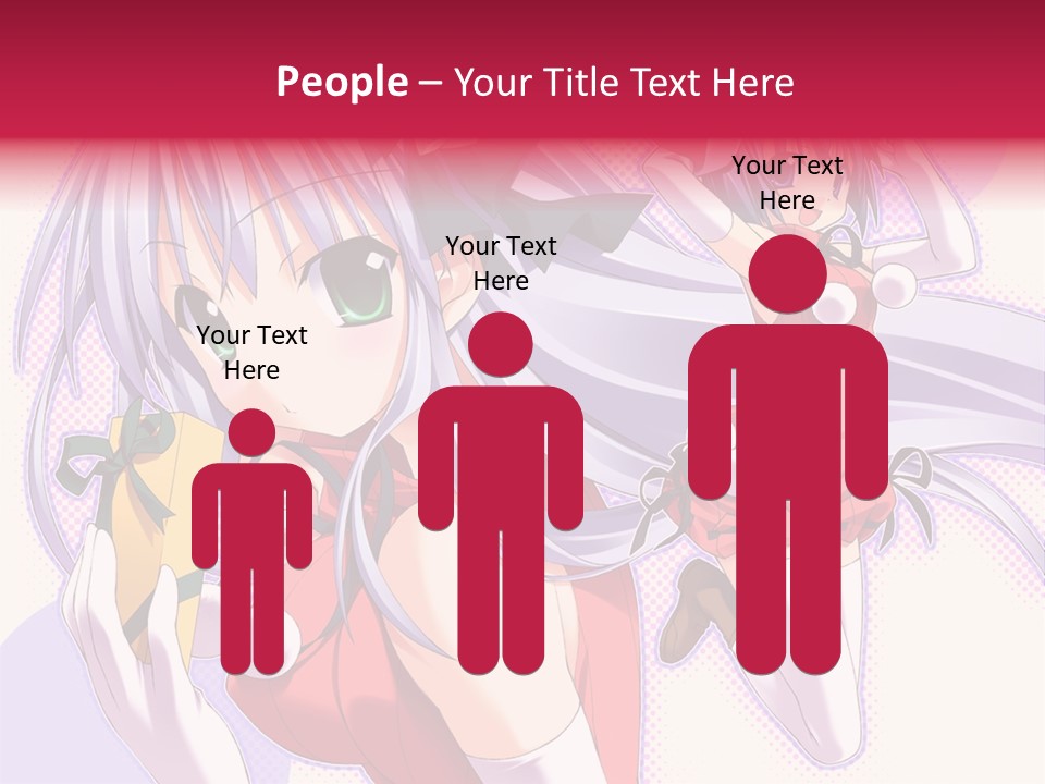 Two Anime Girls With Long White Hair And Green Eyes PowerPoint Template