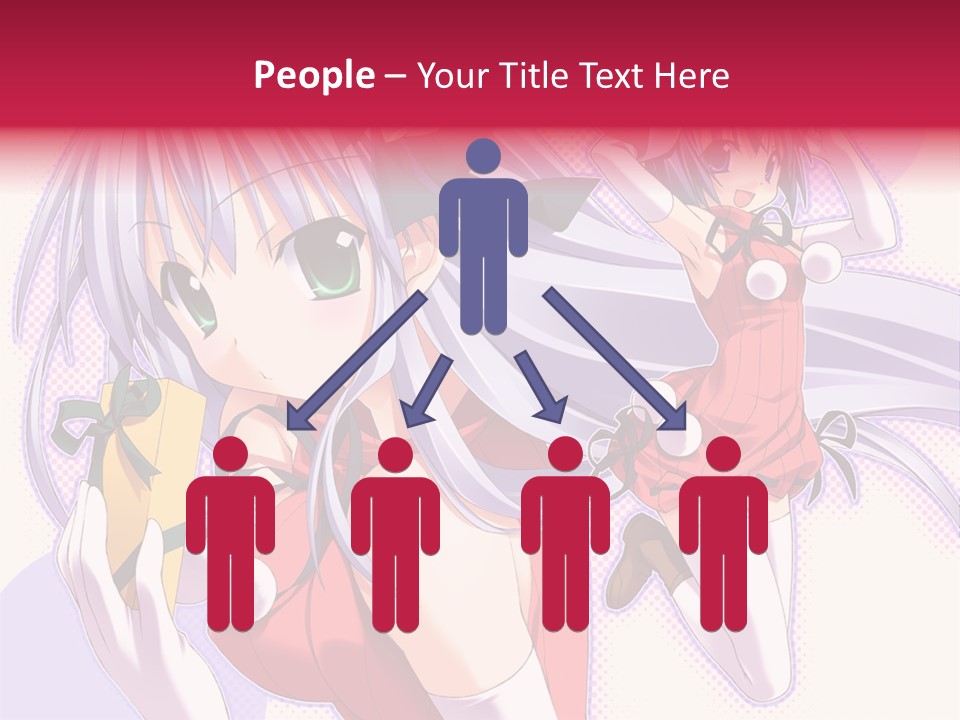 Two Anime Girls With Long White Hair And Green Eyes PowerPoint Template