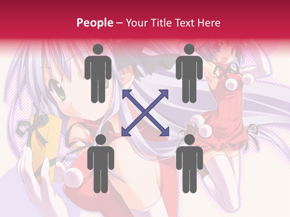 Two Anime Girls With Long White Hair And Green Eyes PowerPoint Template