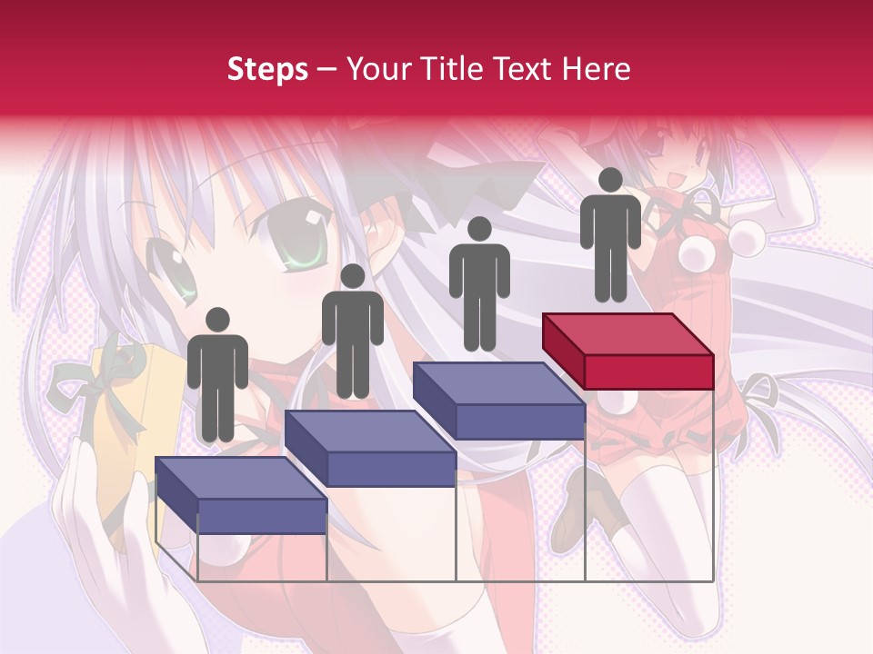 Two Anime Girls With Long White Hair And Green Eyes PowerPoint Template