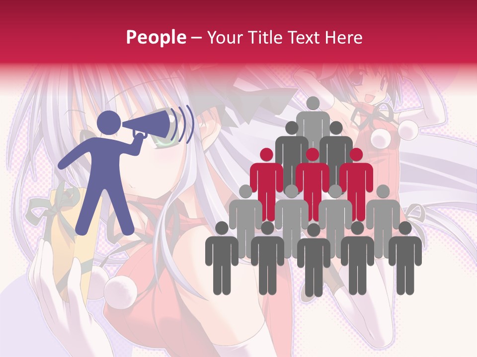 Two Anime Girls With Long White Hair And Green Eyes PowerPoint Template