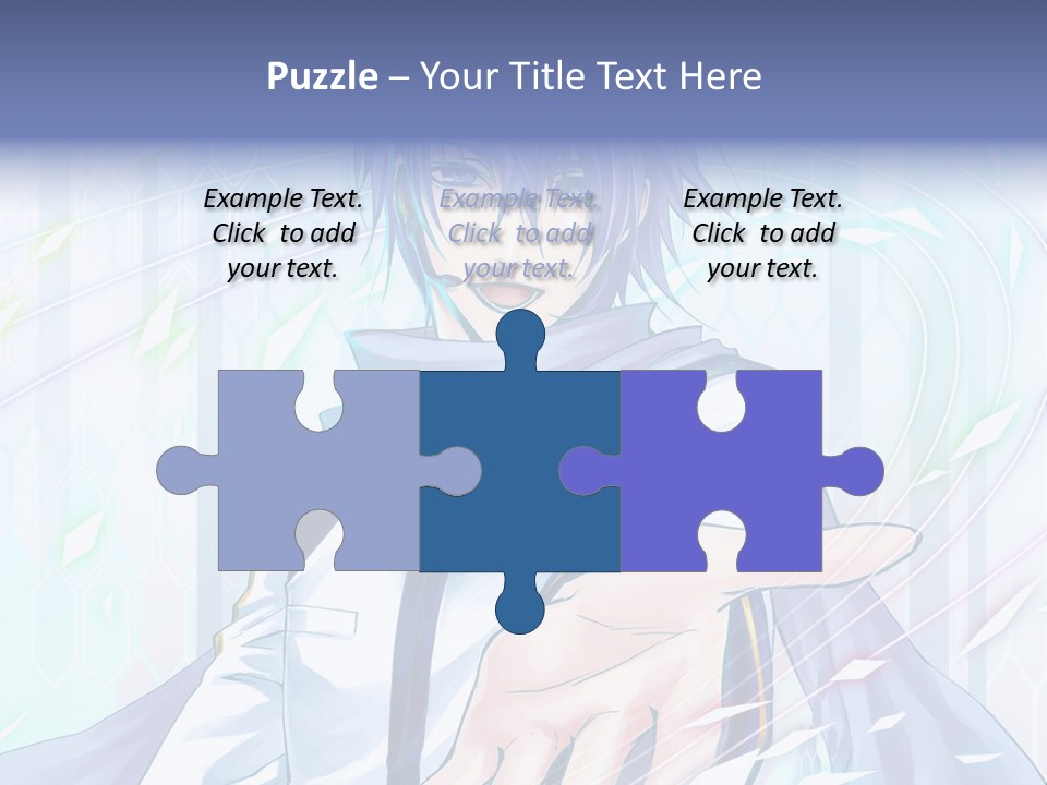 A Anime Character With Purple Hair And Blue Eyes PowerPoint Template