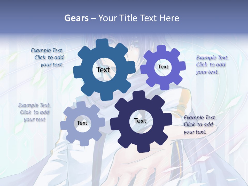 A Anime Character With Purple Hair And Blue Eyes PowerPoint Template