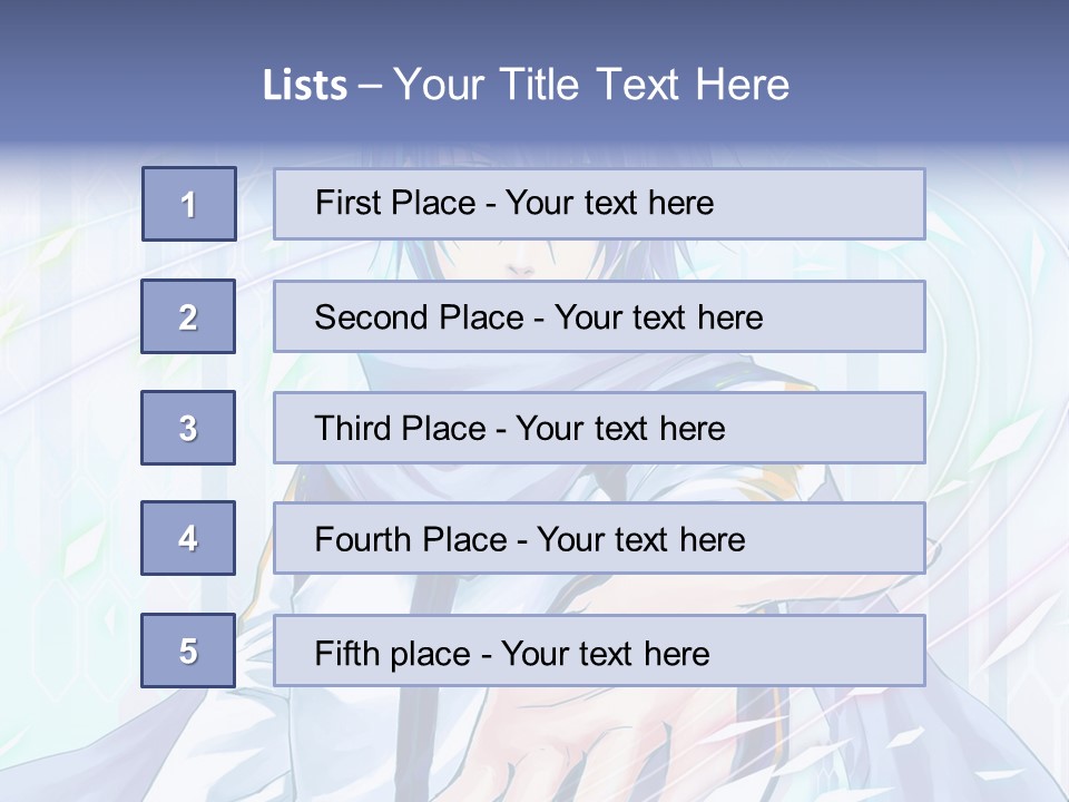 A Anime Character With Purple Hair And Blue Eyes PowerPoint Template