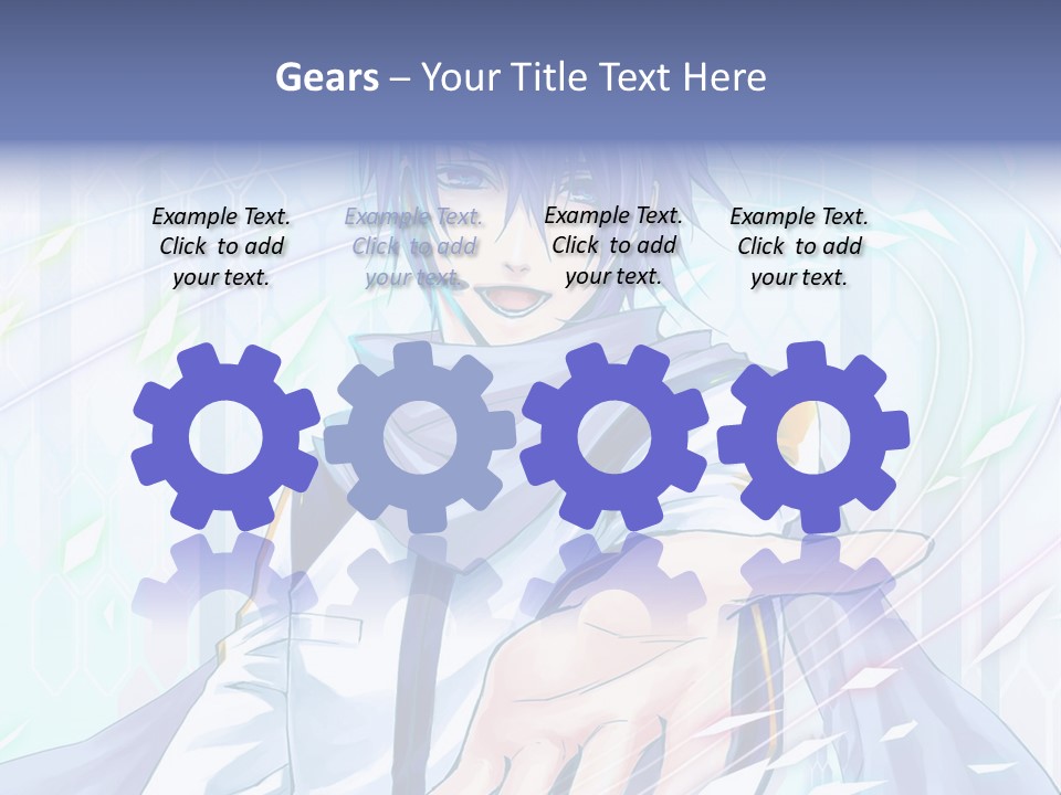 A Anime Character With Purple Hair And Blue Eyes PowerPoint Template
