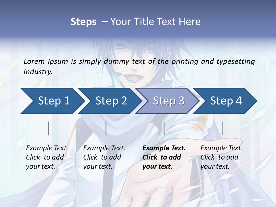 A Anime Character With Purple Hair And Blue Eyes PowerPoint Template