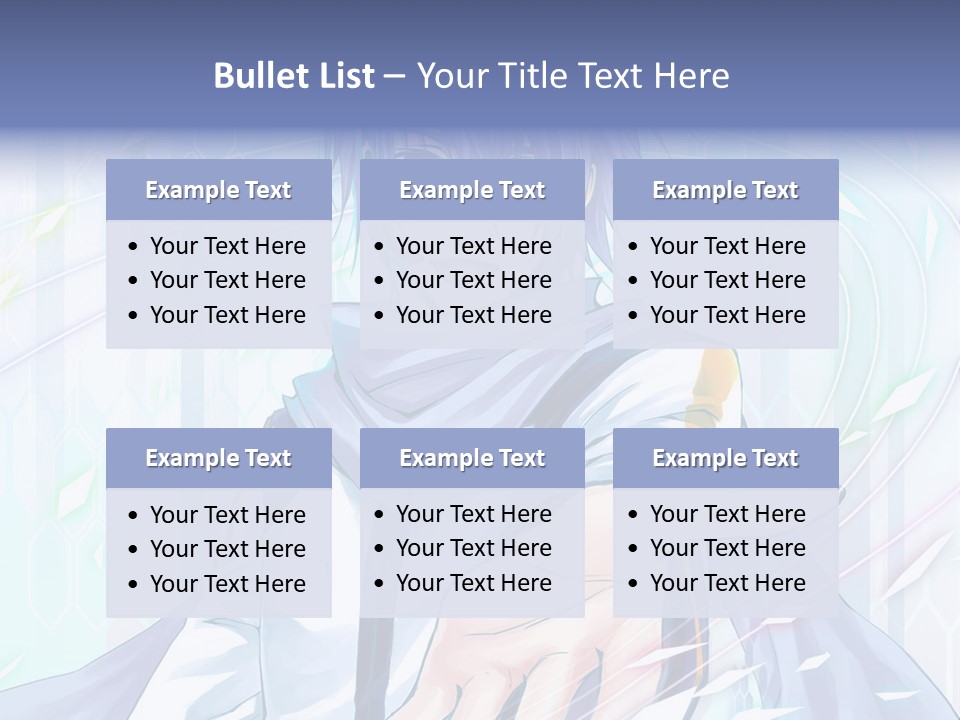 A Anime Character With Purple Hair And Blue Eyes PowerPoint Template