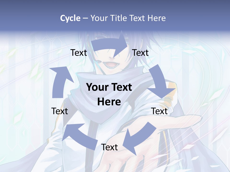 A Anime Character With Purple Hair And Blue Eyes PowerPoint Template