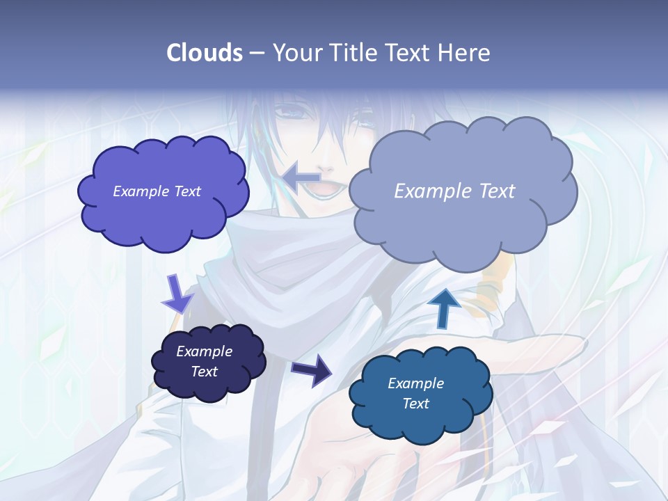 A Anime Character With Purple Hair And Blue Eyes PowerPoint Template