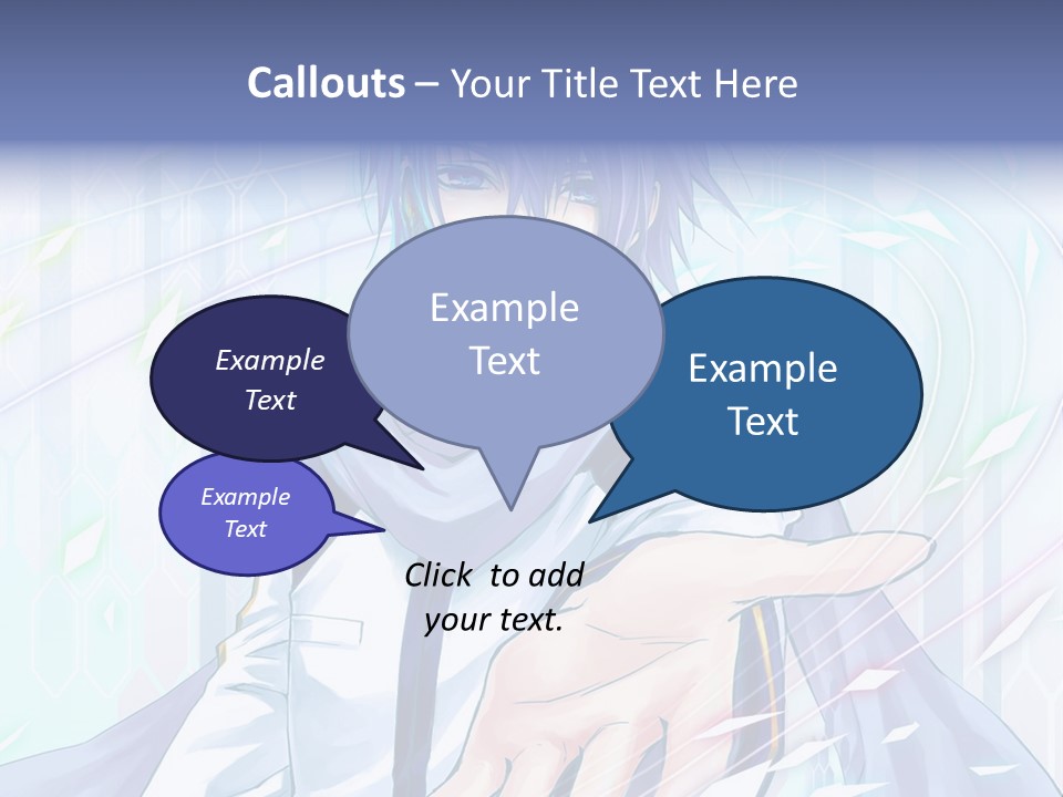 A Anime Character With Purple Hair And Blue Eyes PowerPoint Template