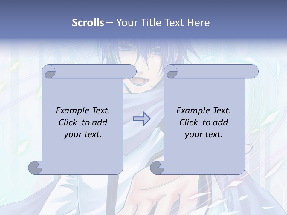 A Anime Character With Purple Hair And Blue Eyes PowerPoint Template