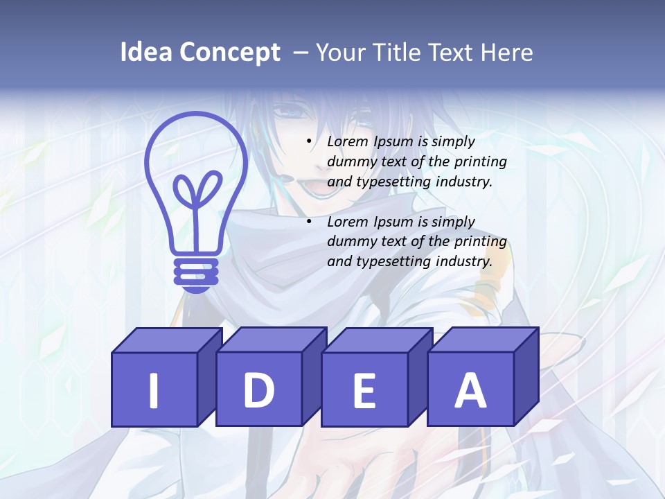 A Anime Character With Purple Hair And Blue Eyes PowerPoint Template