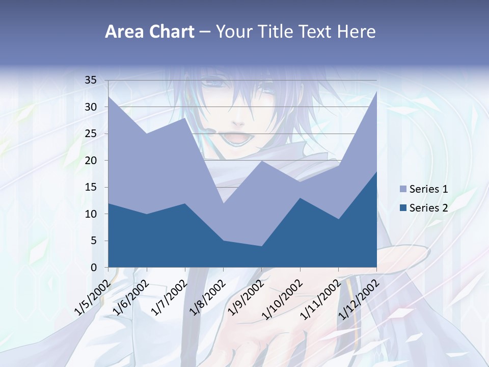 A Anime Character With Purple Hair And Blue Eyes PowerPoint Template