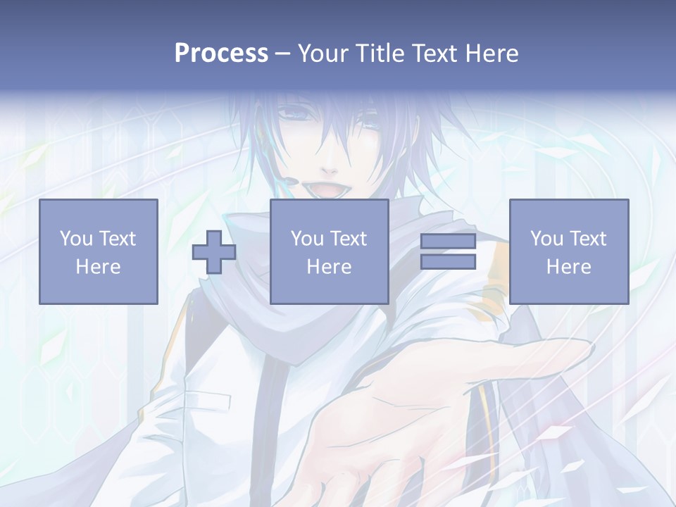 A Anime Character With Purple Hair And Blue Eyes PowerPoint Template