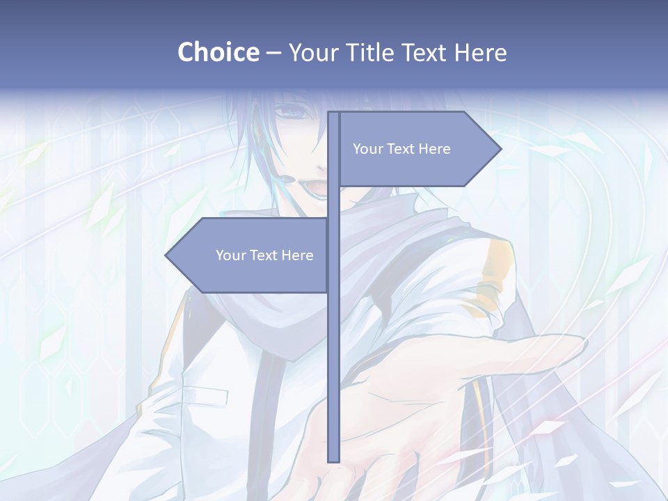 A Anime Character With Purple Hair And Blue Eyes PowerPoint Template