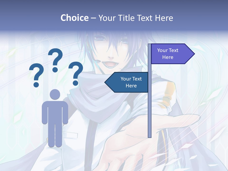 A Anime Character With Purple Hair And Blue Eyes PowerPoint Template