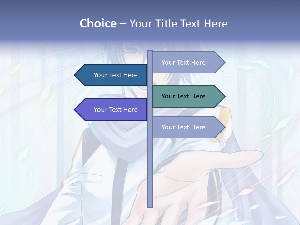 A Anime Character With Purple Hair And Blue Eyes PowerPoint Template