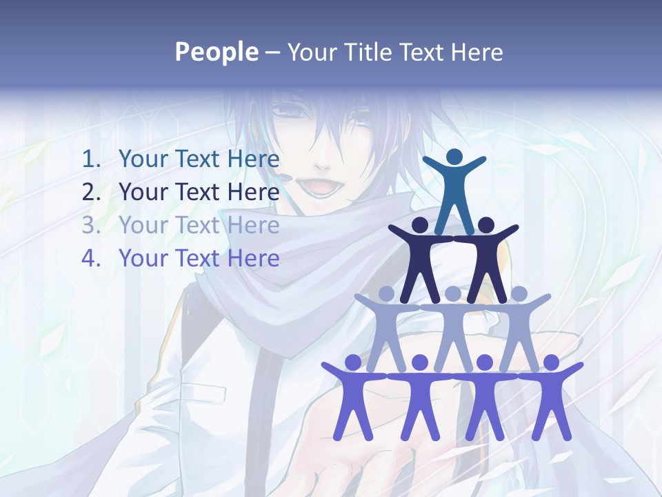 A Anime Character With Purple Hair And Blue Eyes PowerPoint Template