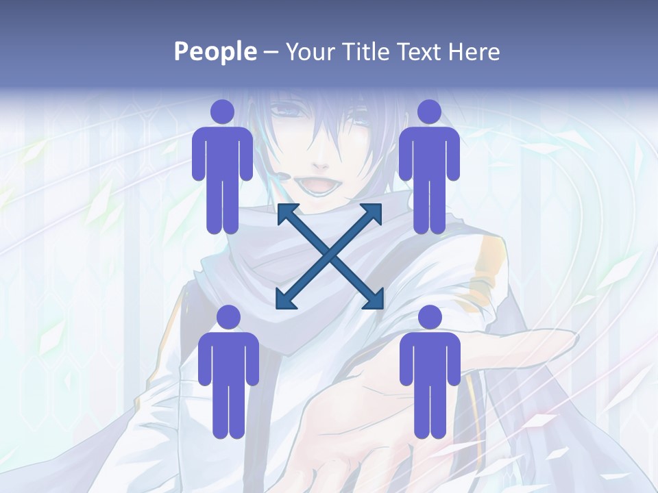 A Anime Character With Purple Hair And Blue Eyes PowerPoint Template