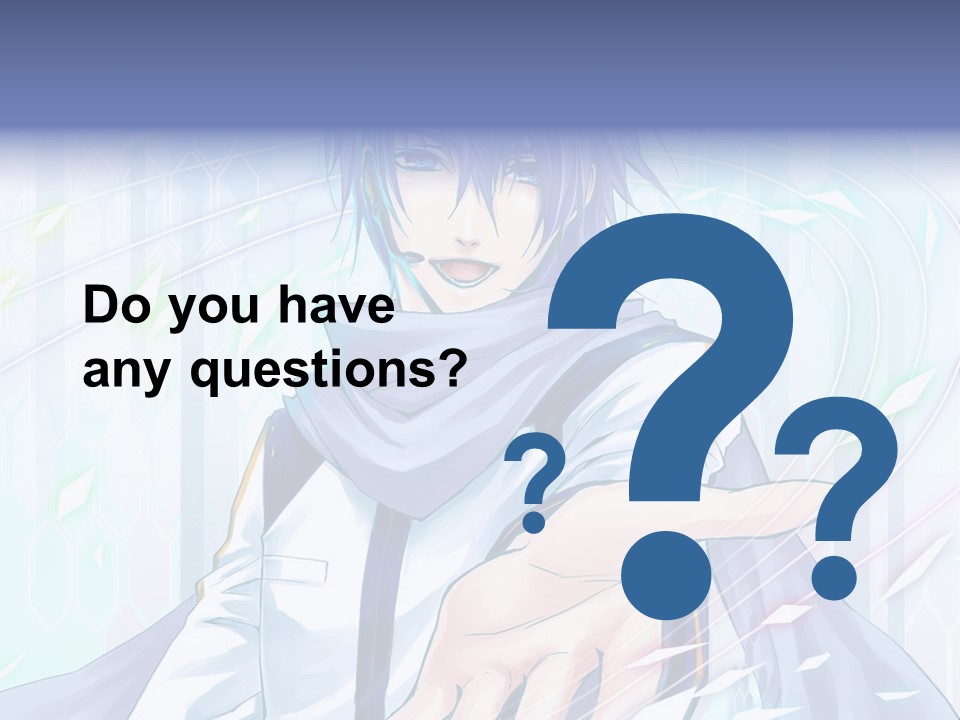 A Anime Character With Purple Hair And Blue Eyes PowerPoint Template