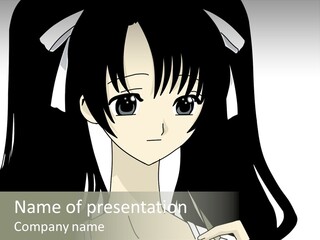 A Girl With Long Black Hair Is Holding A Pen PowerPoint Template