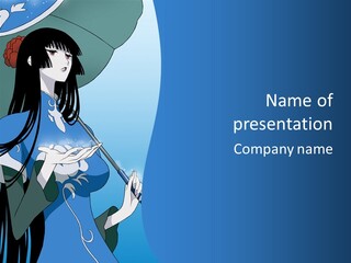 A Woman With An Umbrella Powerpoint Template PowerPoint Template