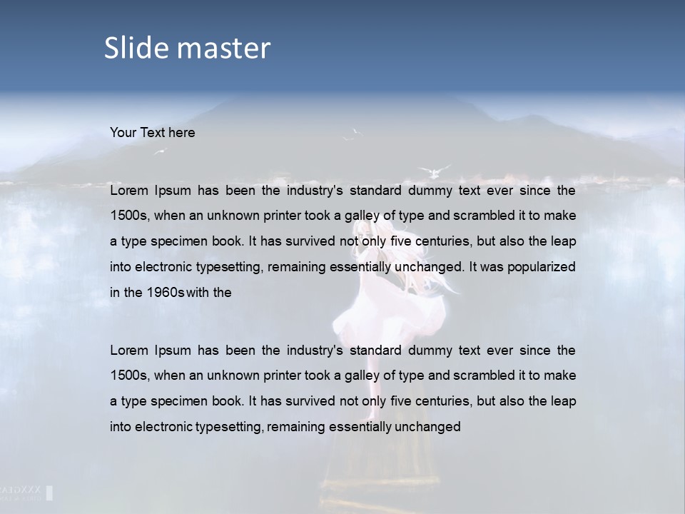 A Woman In A White Dress Standing On A Dock PowerPoint Template