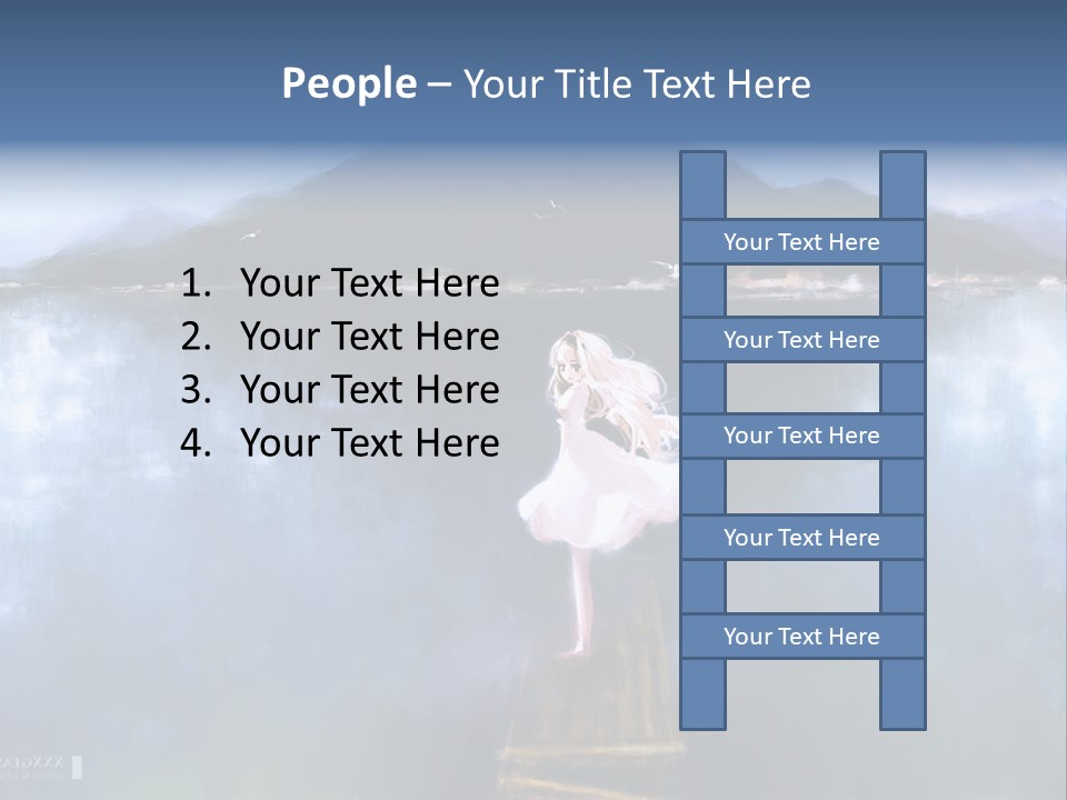 A Woman In A White Dress Standing On A Dock PowerPoint Template