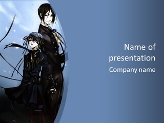 A Couple Of Anime Characters Standing Next To Each Other PowerPoint Template