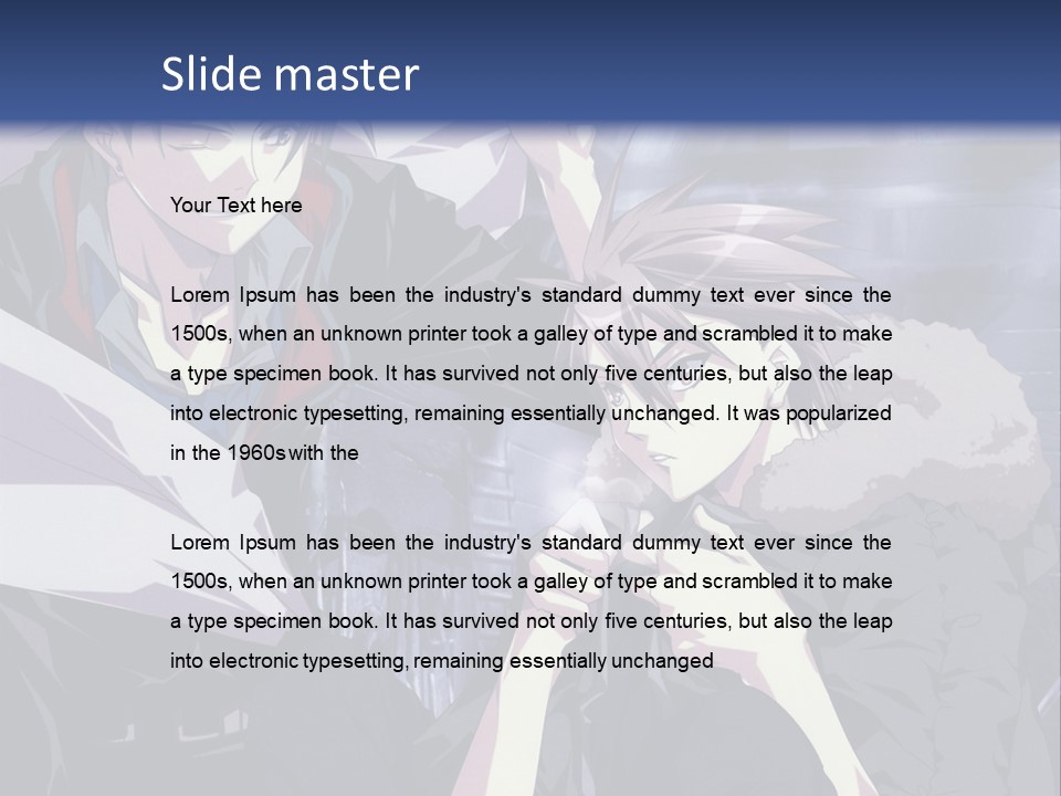 A Couple Of Anime Characters Standing Next To Each Other PowerPoint Template