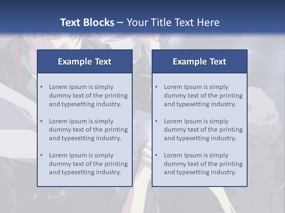 A Couple Of Anime Characters Standing Next To Each Other PowerPoint Template