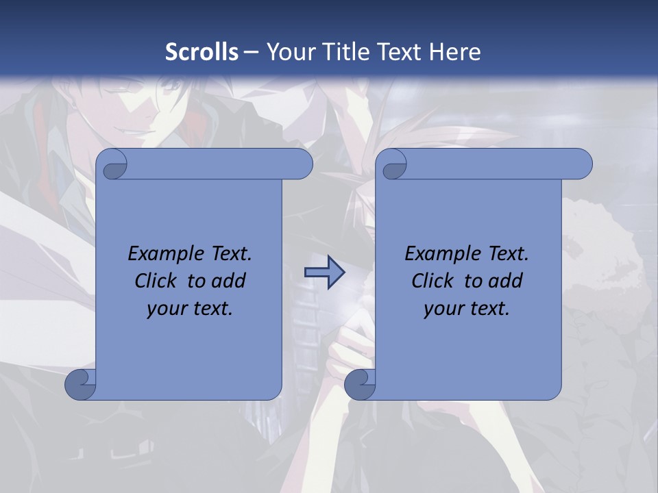 A Couple Of Anime Characters Standing Next To Each Other PowerPoint Template