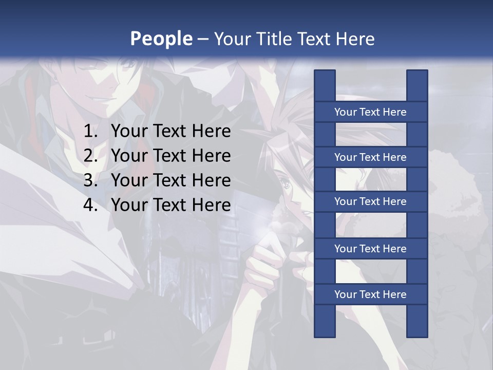 A Couple Of Anime Characters Standing Next To Each Other PowerPoint Template