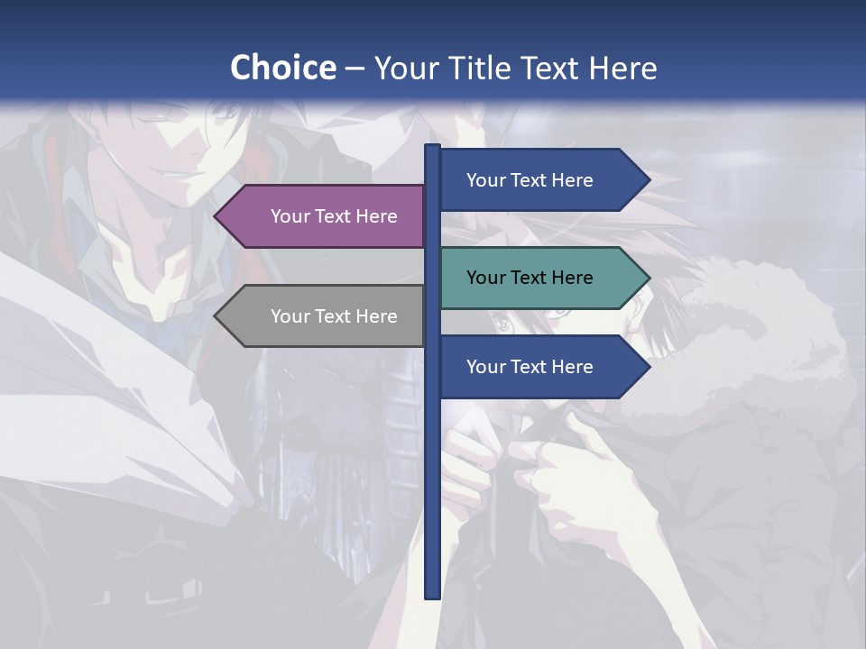 A Couple Of Anime Characters Standing Next To Each Other PowerPoint Template