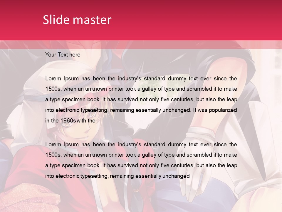 A Couple Of Anime Characters Sitting Next To Each Other PowerPoint Template