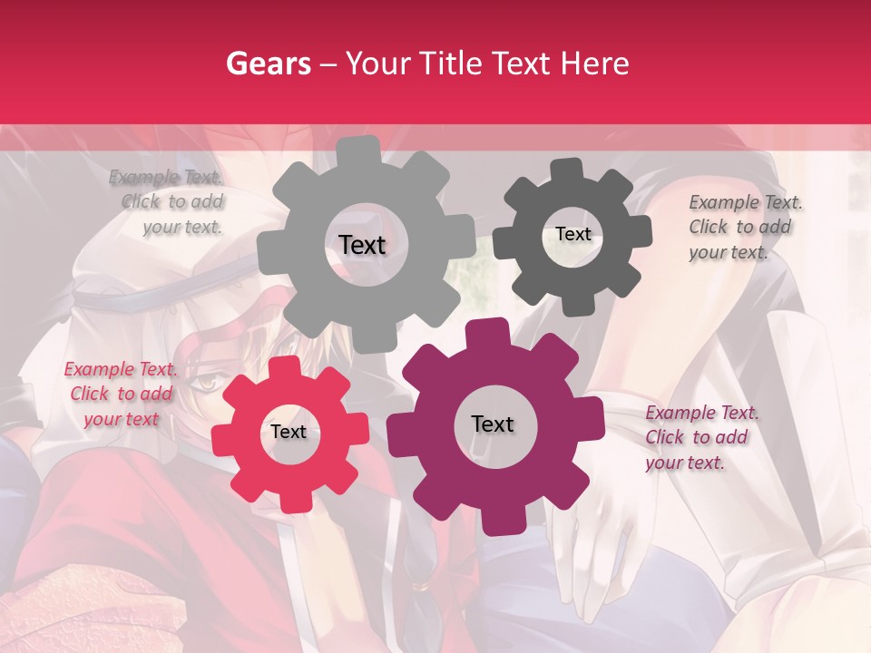 A Couple Of Anime Characters Sitting Next To Each Other PowerPoint Template