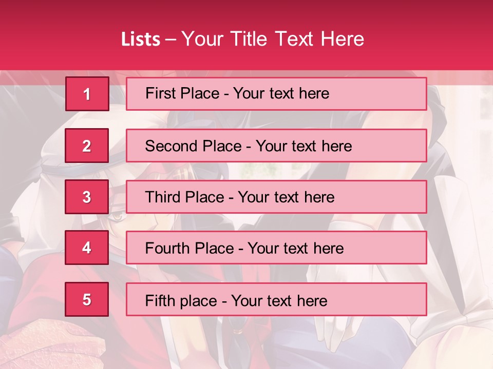 A Couple Of Anime Characters Sitting Next To Each Other PowerPoint Template
