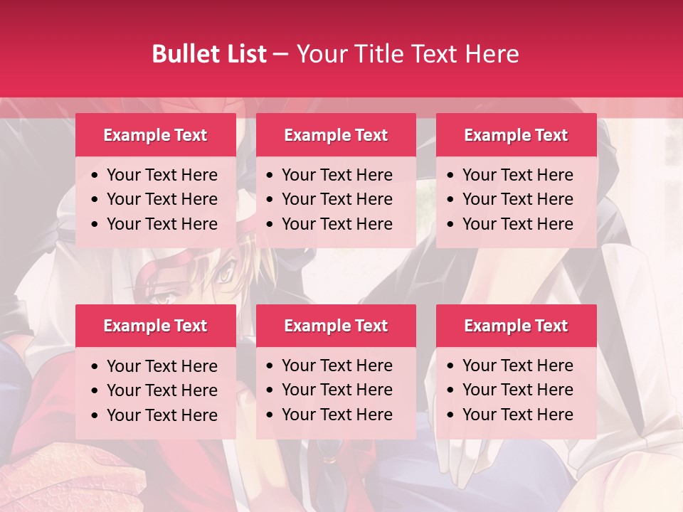 A Couple Of Anime Characters Sitting Next To Each Other PowerPoint Template