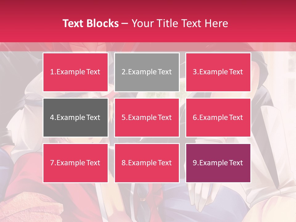 A Couple Of Anime Characters Sitting Next To Each Other PowerPoint Template