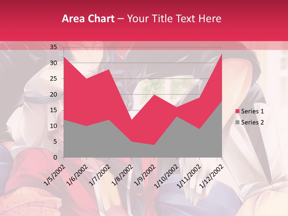 A Couple Of Anime Characters Sitting Next To Each Other PowerPoint Template