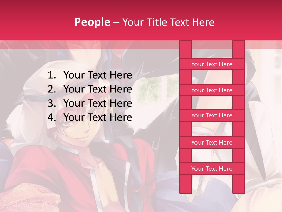 A Couple Of Anime Characters Sitting Next To Each Other PowerPoint Template