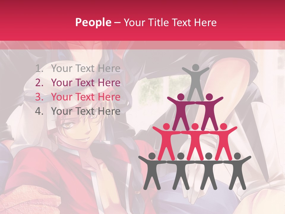 A Couple Of Anime Characters Sitting Next To Each Other PowerPoint Template