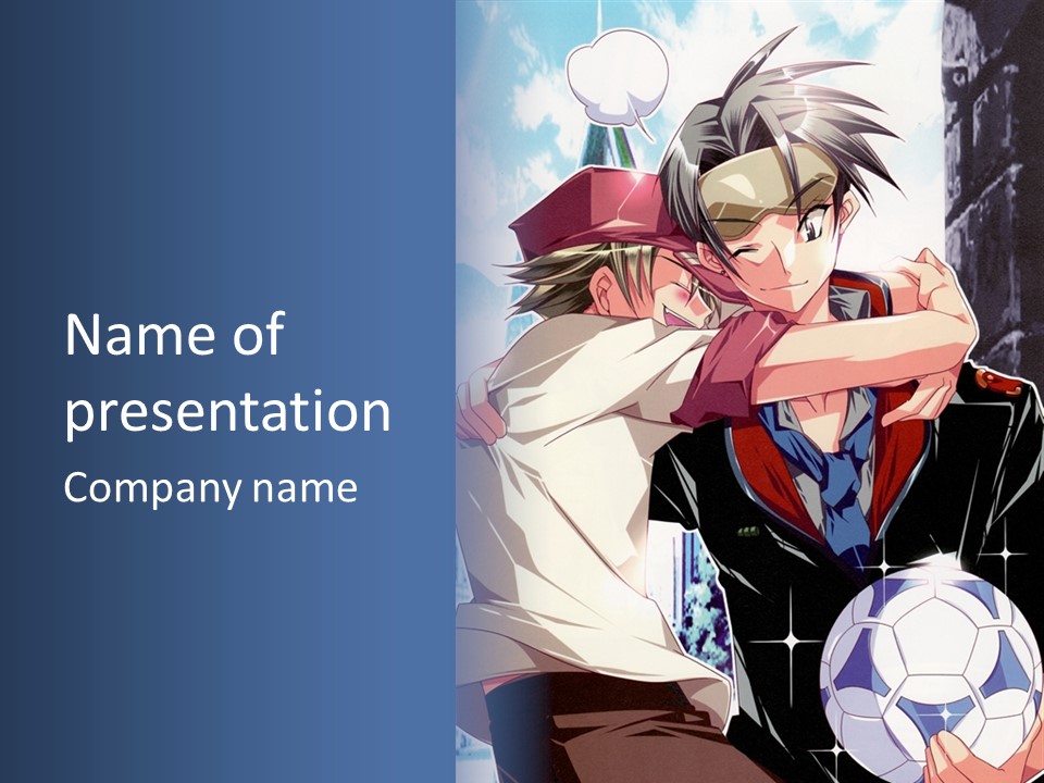 A Couple Of Anime Characters Hugging Each Other PowerPoint Template