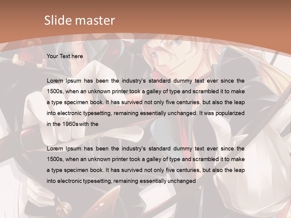 A Couple Of Anime Characters With A Brown Background PowerPoint Template