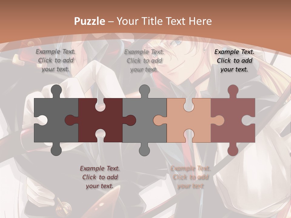 A Couple Of Anime Characters With A Brown Background PowerPoint Template