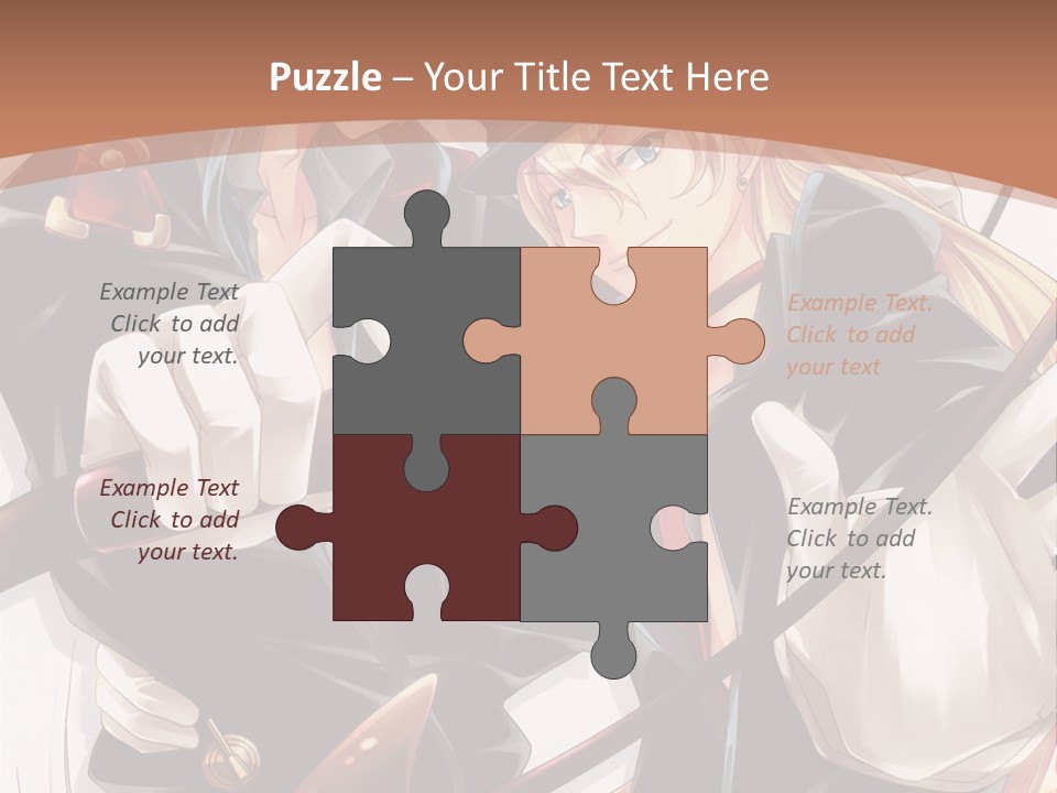 A Couple Of Anime Characters With A Brown Background PowerPoint Template