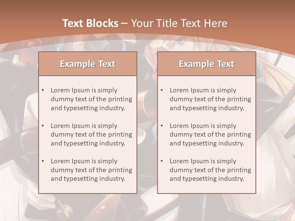 A Couple Of Anime Characters With A Brown Background PowerPoint Template