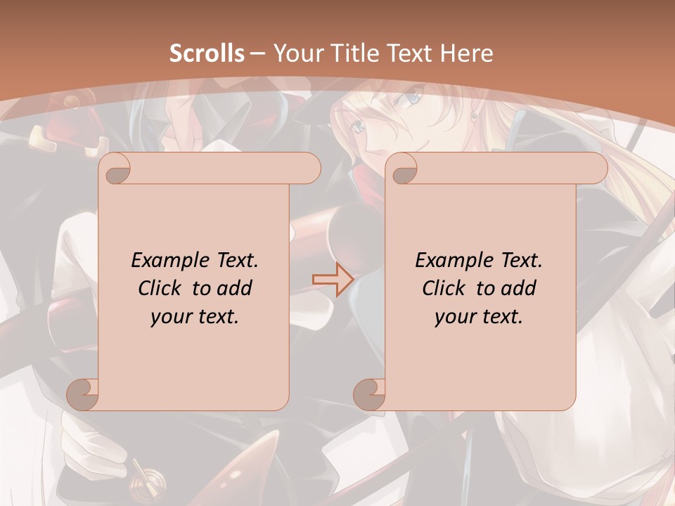 A Couple Of Anime Characters With A Brown Background PowerPoint Template