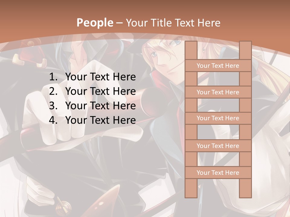 A Couple Of Anime Characters With A Brown Background PowerPoint Template